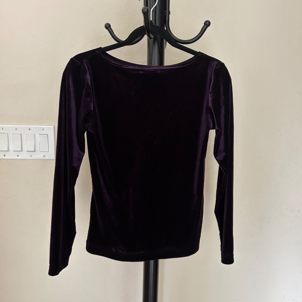 Soft Stretchy Velvet Fitted Long Sleeve Dark Purple for Bundle Purchase